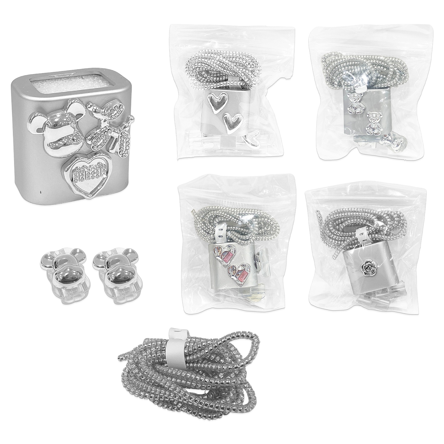 PROTECTOR MOTIVOS PLATEADO PARA CARGADOR (PQTX10)